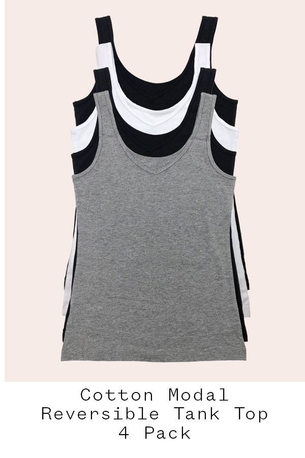 Cotton Modal Reversible Tank Top 4 Pack