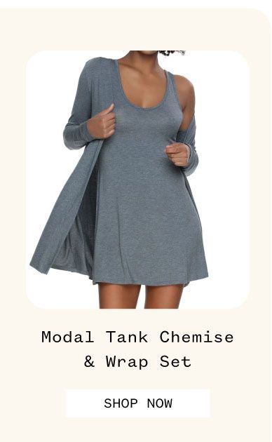 Modal Tank Chemise & Wrap Set